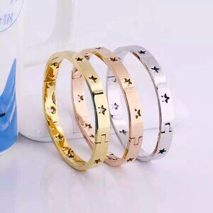 🌟 18K Gold Plated Star Bangle 316L Stainless Steel Trendy Jewelry